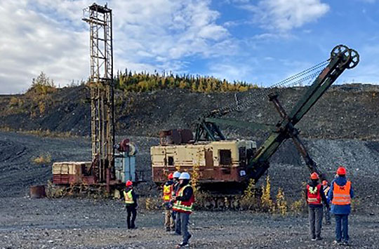 Old mining equipment at Clinton Creek site.