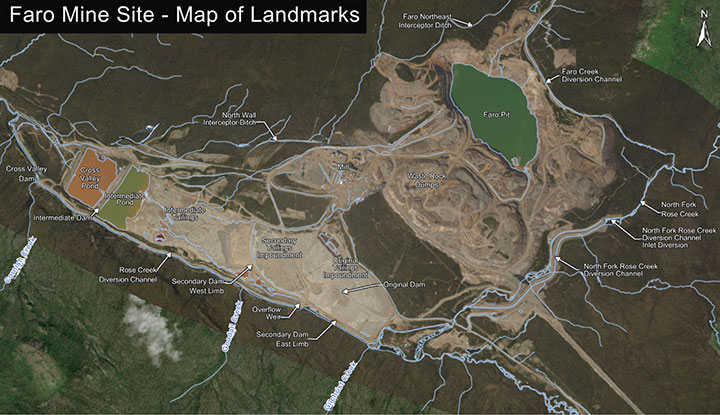"Faro Mine Site – Map of Landmarks"