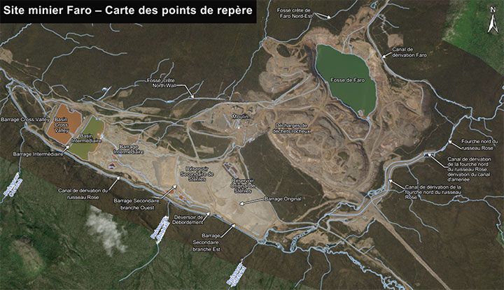 « Site minier Faro – Carte des points de repère »