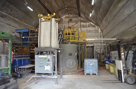 The interior of the Mount Nansen Mine's water treatment plant.