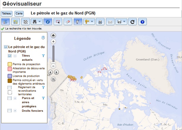 Capture d'&eacute;cran du G&eacute;ovisualiseur p&eacute;trole et gaz du Nord