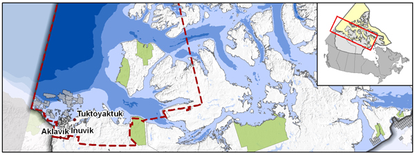 Map indicating the 2011-2012 Call area for the Beaufort Sea & Mackenzie Delta