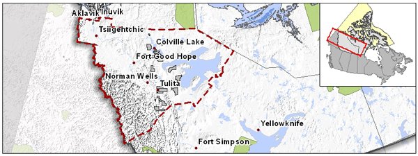 Map indicating the 2010-2011 Call area for the Central Mackenzie Valley