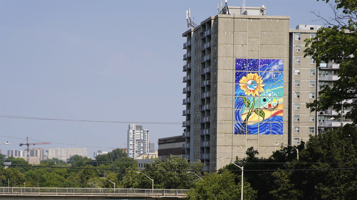 Side view of 1365 Bank Street in Ottawa, with mural visible