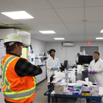 Scott Tomlinson, Milan Vincent and Clint Espanol in monitoring lab.