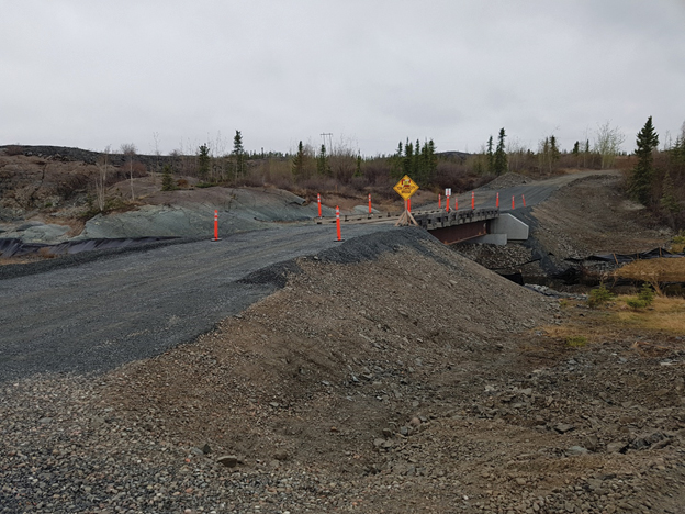 This picture shows the bridge spanning Baker Creek.