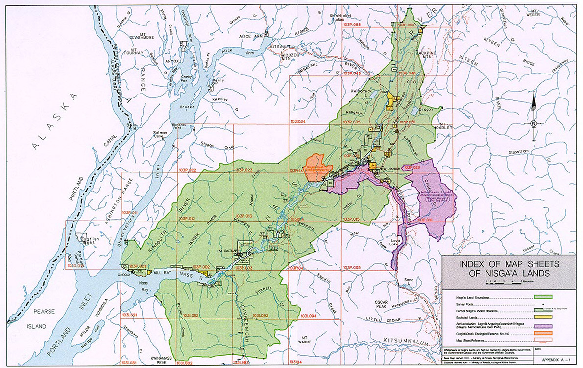 Appendix A-1 - Map of Index of Map Sheets of Nisga'a Lands