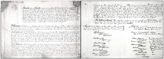 L'image illustrant une copie du texte d'un traité historique