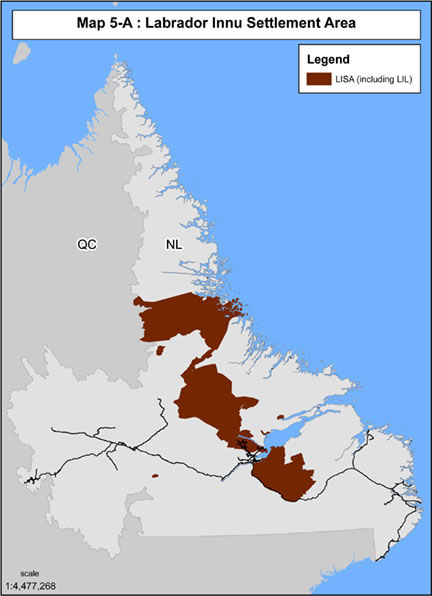 Map 5-A Labrador Innu Settlement Area