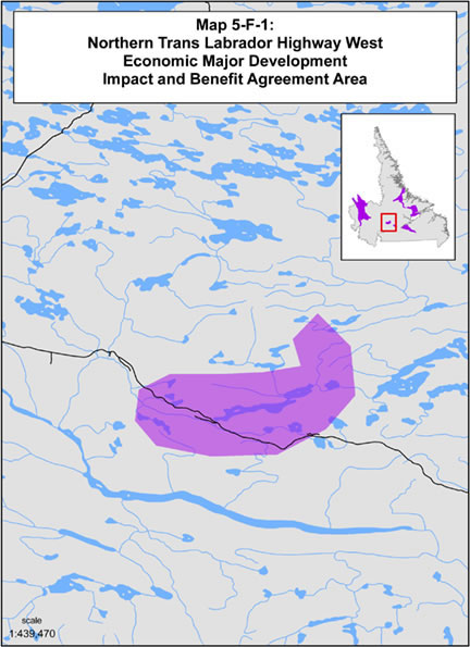 Map 5-F-1 Northern Trans Labrador Highway West Economic Major Development Impacts and Benefits Agreement Area