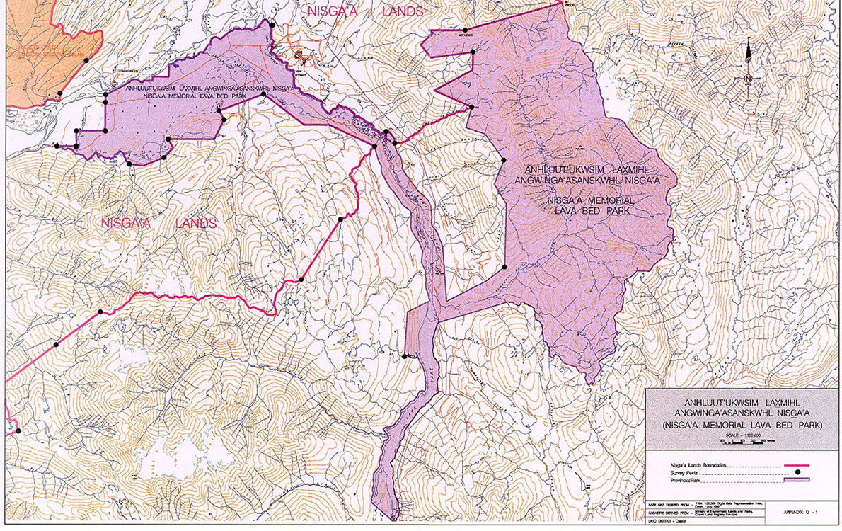 Map And Metes And Bounds Description Of Anhluut'ukwsim Laxmihl Angwinga'asanskwhl Nisga'a - a.k.a. Nisga'a Memorial Lava Bed Park