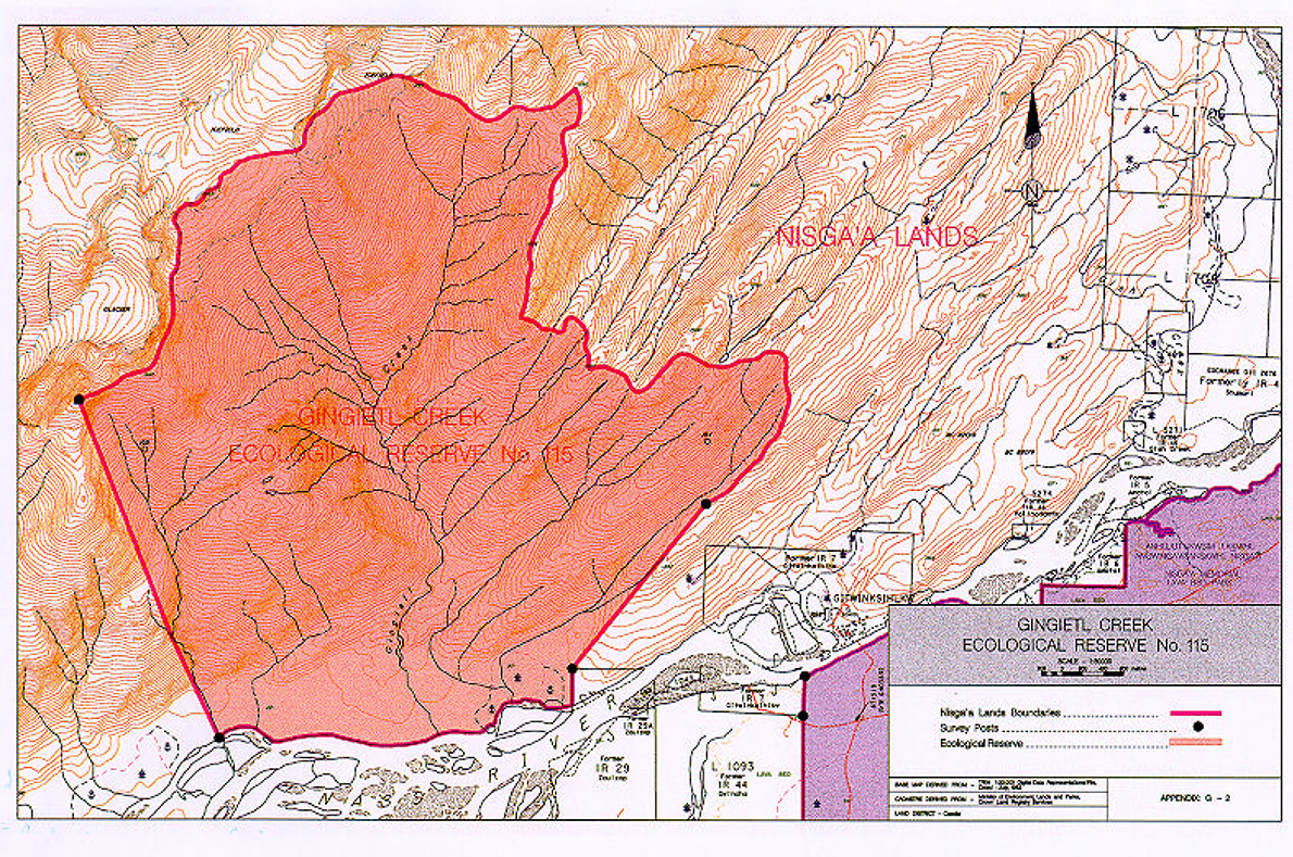 Map And Metes And Bounds Description Of Gingietl Creek Ecological Reserve No. 115
