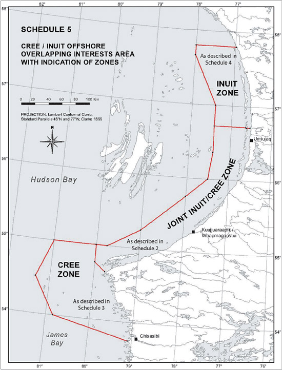 Schedule 5 - Map "Cree / Inuit Offshore Overlapping Interests Area with Indication of Zones"