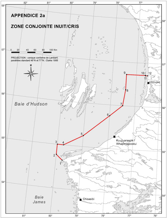 Appendice 2a - Carte de la zone conjointe Inuit/Cris