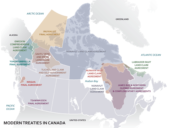 Map of Land Claims and Self-Government Areas