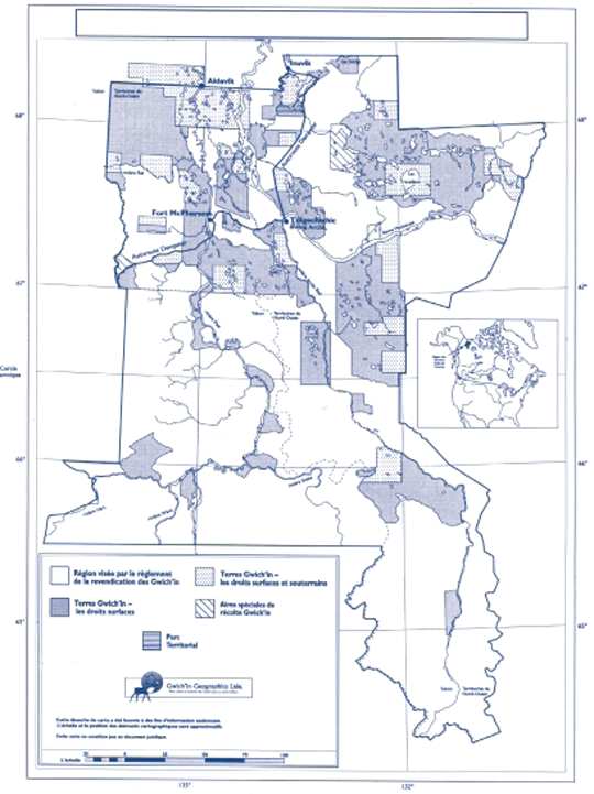 Carte de la région visée par l'Entente avec les Gwich'in